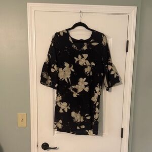 Floral Black and Cream Dress